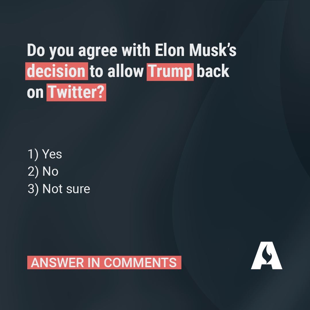 Do you agree with Elon Musk’s decision to allow Trump back on Twitter? Share in the comments.
#askdrbrown #drmichaelbrown #poll #questions #trump #elonmusk #twitter